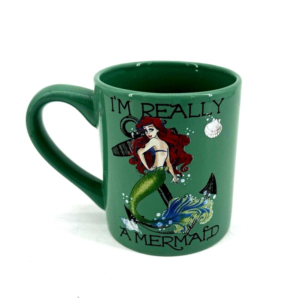 Disney Little Mermaid Mug I'm Really A Mermaid Ariel 14 oz Cup Ceramic Green